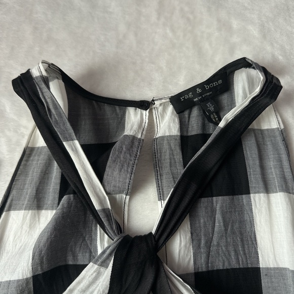 Rag & bone black and white plaid cold shoulder top - Picture 7 of 9